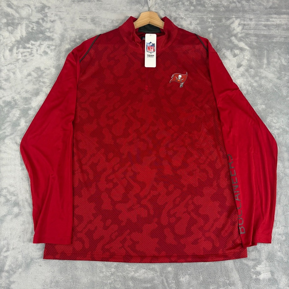 Tampa Bay Buccaneers NFL Team Apparel 1/4 Zip Long Sleeve Shirt Camo Men's XL